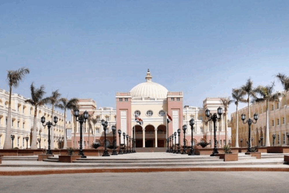 Exterior view of a newly developed national university campus in Egypt