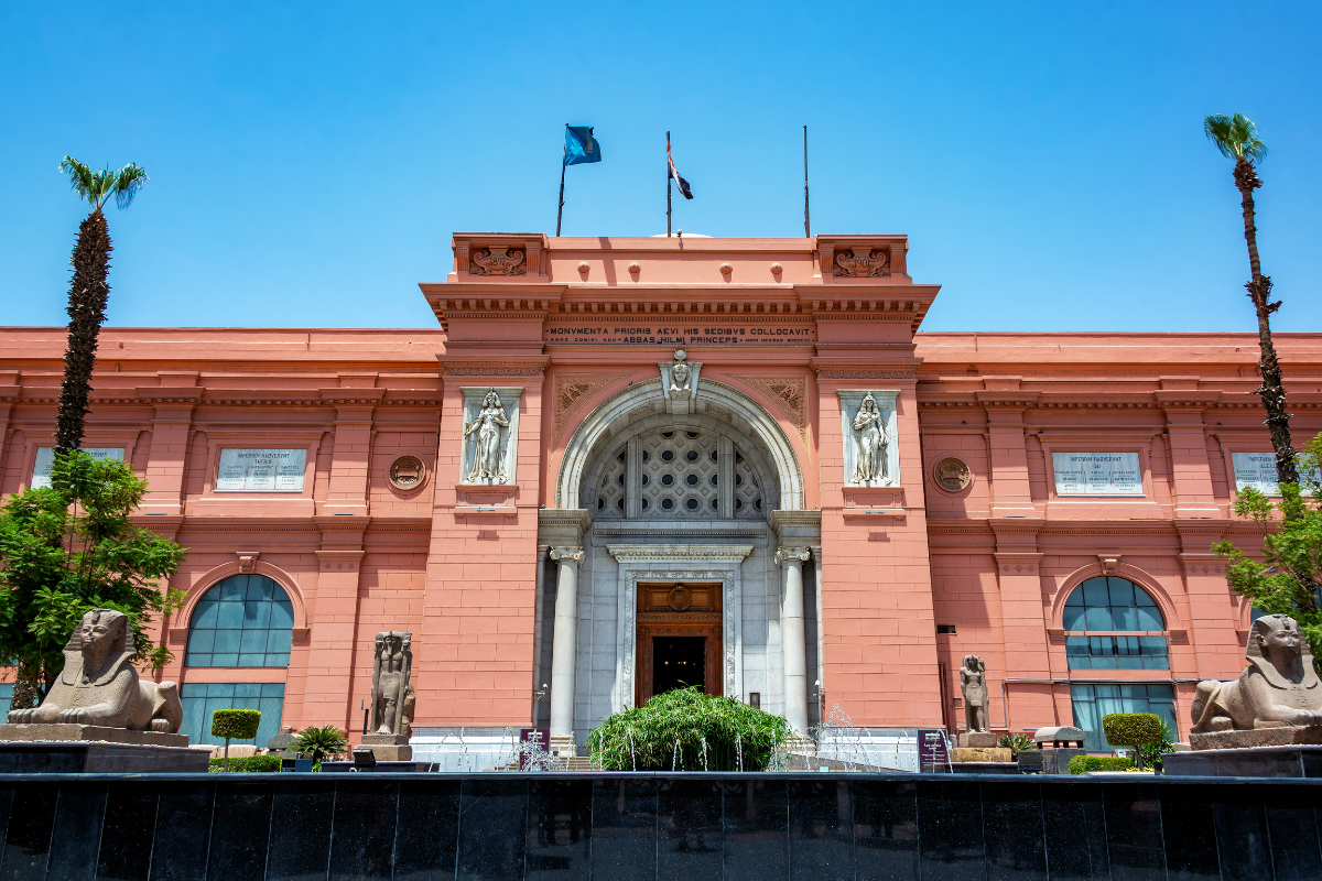 Exterior view of a newly developed national university campus in Egypt