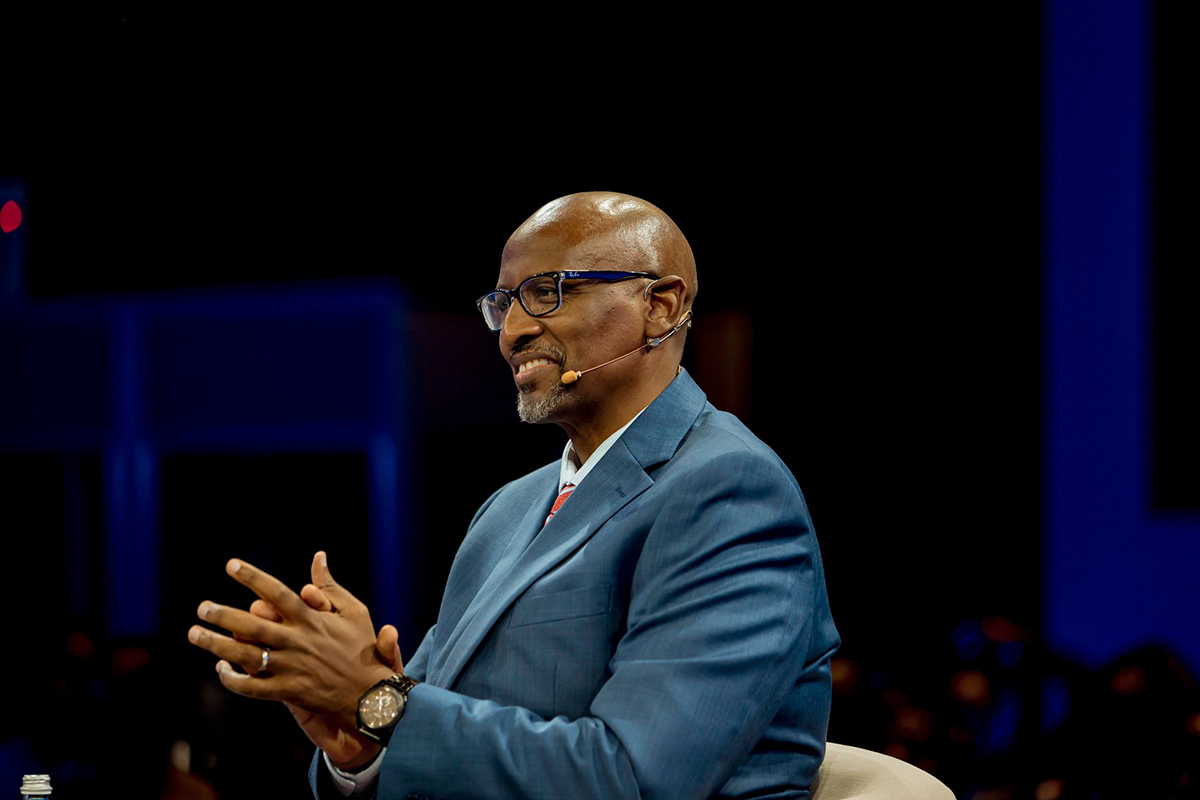 Minister of Education speaking at the launch of Rwanda’s new coding university