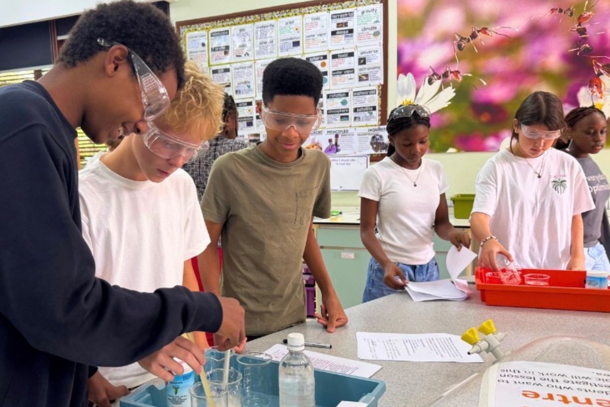 Children collaborating in international school setting developing global skills