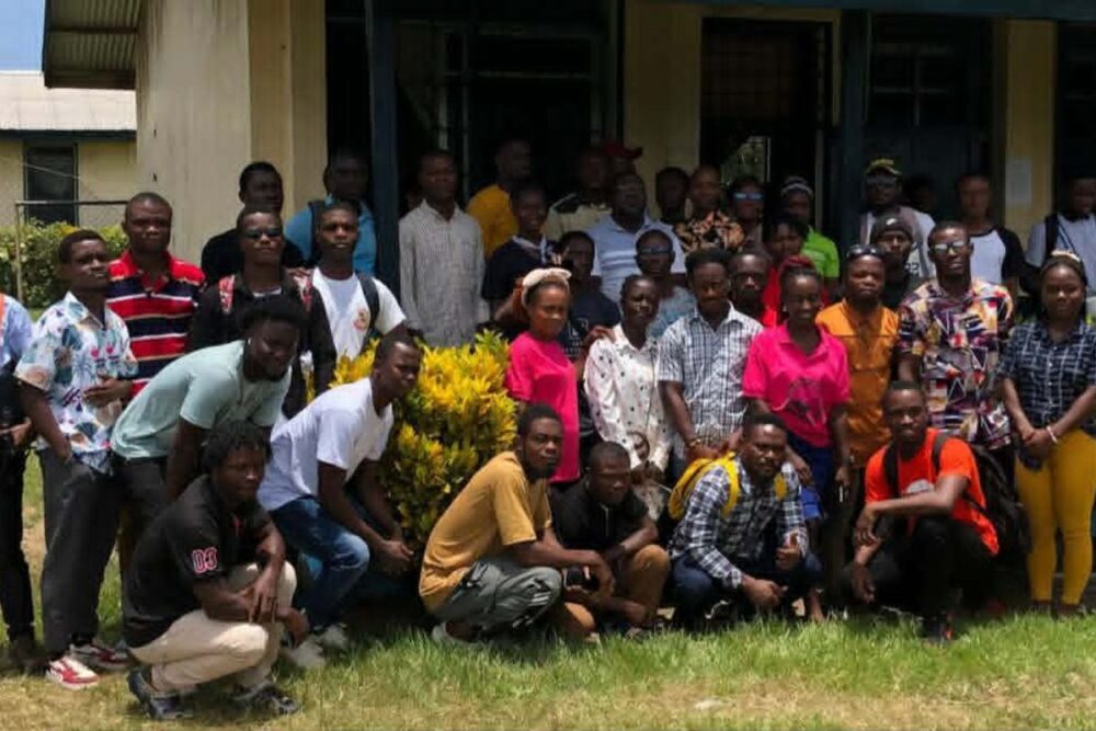 Students attending engineering webinar symposium at Tubman University focused on digital innovation and AI