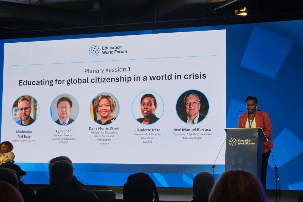 South African delegation attending the Education World Forum in London discussing global education reform and skills development initiatives
