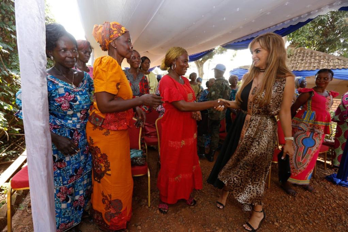Senator Dr Rasha Kelej with a group of infertile women during her visit to Central African Republic