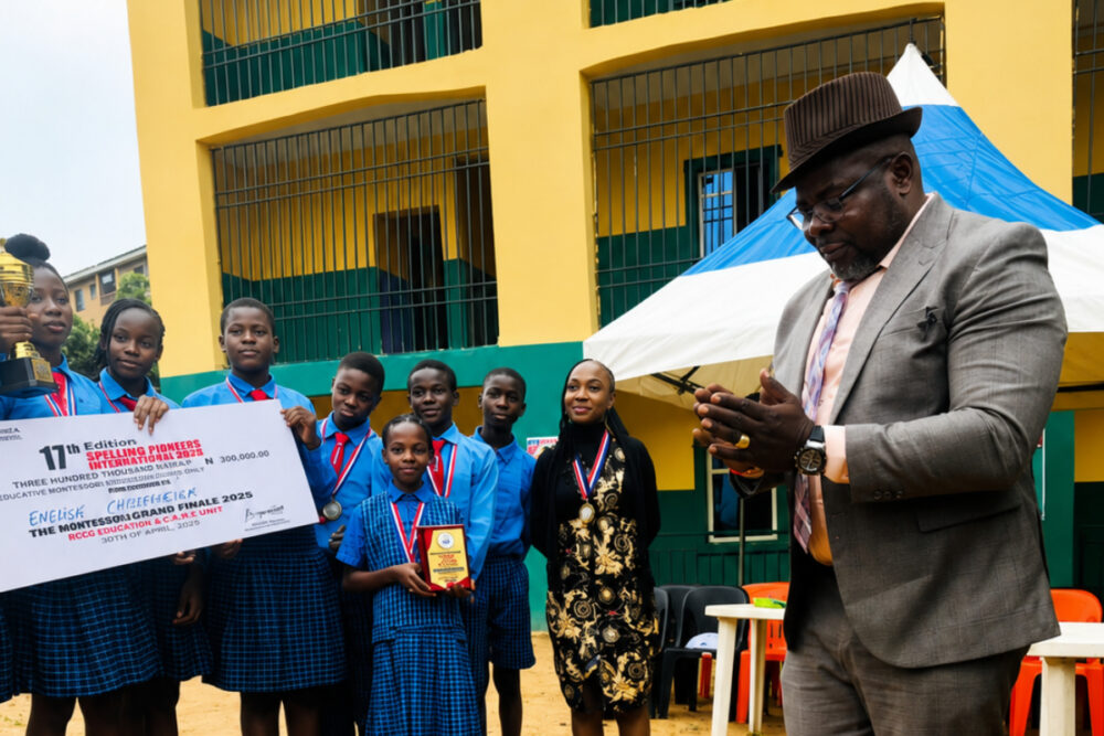 Ebelechukwu International School students celebrate their top-three finish at a national competition in Lagos