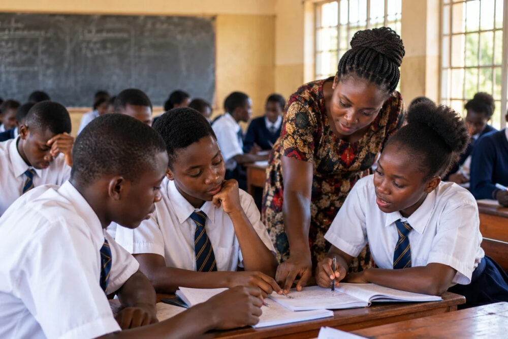 Ugandan secondary school learners taking part in practical learning activities under the Competence-Based Curriculum
