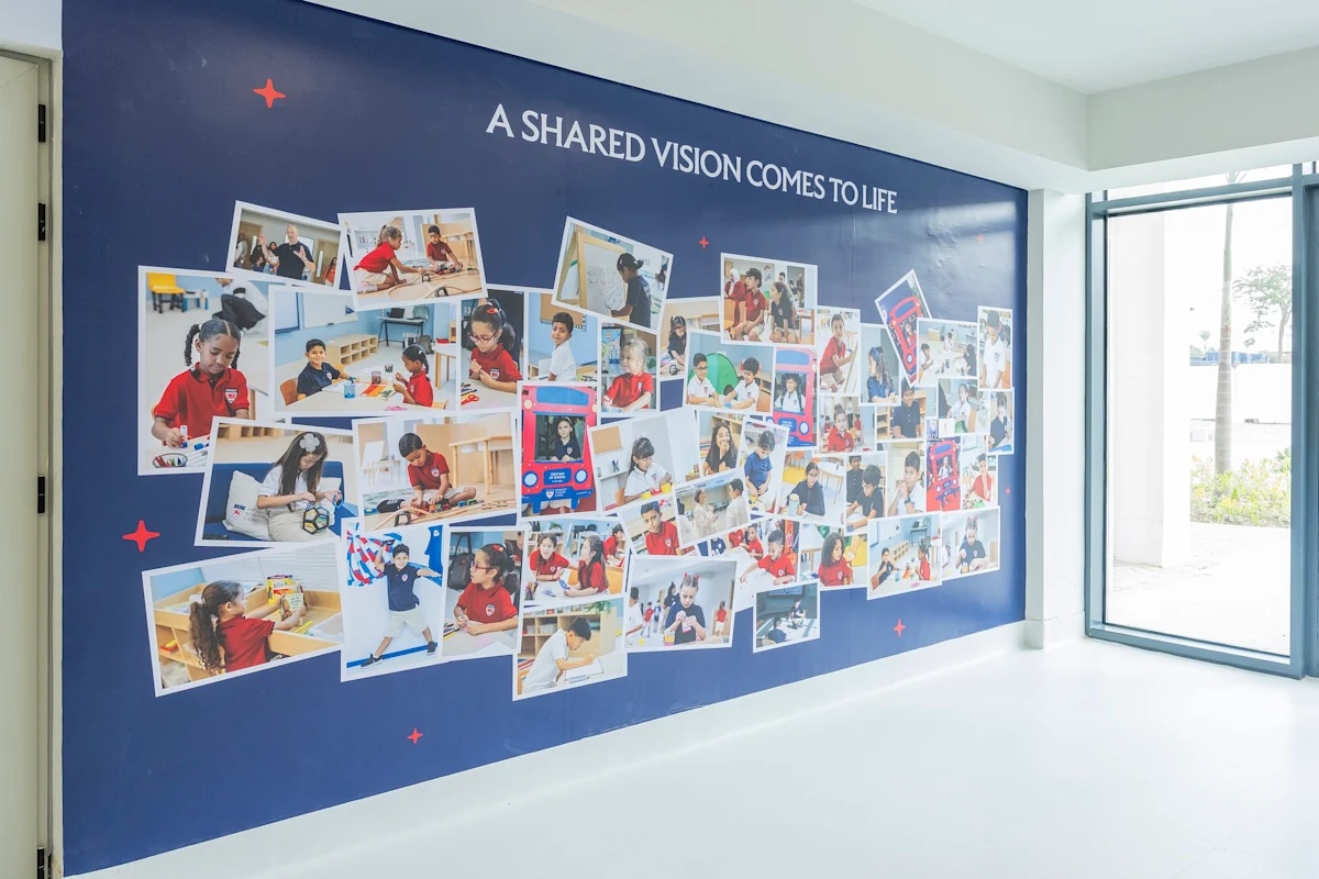 A display at Dwight School Cairo showcasing students' classroom activities and learning experiences. Image via Dwight.edu